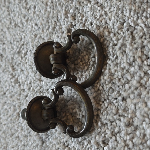 Other - Vintage Furniture Hardware Drawer Pulls Brass Ornate Ring Pull